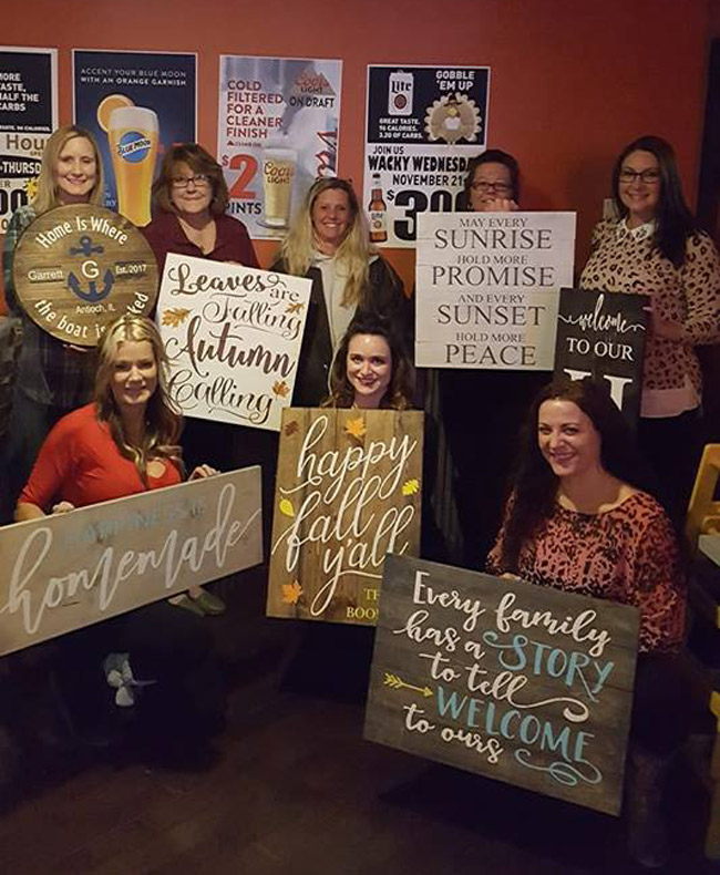 DIY Wood Sign Workshop March 14, 2019  6-8PM. YOU MUST PRE-REGISTER TO ATTEND!! SIGN UP BEFORE IT'S FULL!!

Come enjoy a great time and bring some friends! You will get to take home a wonderful piece that you created!

Choose from any of Creative Expressions Galena designs or have them custom design something for you! Please check out the Gallery page on their website to see designs and prices. Cost depends on size of sign you pick. It ranges from $50- $120. Custom designs may cost $20 more for design time. 

PLEASE KEEP IN MIND THAT YOU MUST SIGN UP AHEAD OF TIME SO THEY CAN HAVE YOUR MATERIALS READY FOR YOU!