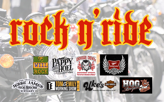 95 WIIL ROCK LIVE BROADCAST at CHOPPERS SUNDAY JUNE 30!
Live Broadcasting at Choppers Bar and Grill this Sunday from 12PM till 2PM. $2 Miller High Life Bottles All Day!
Rock N' Ride with Uke's Harley-Davidson!
Ride each week with Tom Kief from 95 WIIL ROCK Morning Show
Meet up at Uke's Sunday morning for the ride. Kickstands up at 10:30 AM